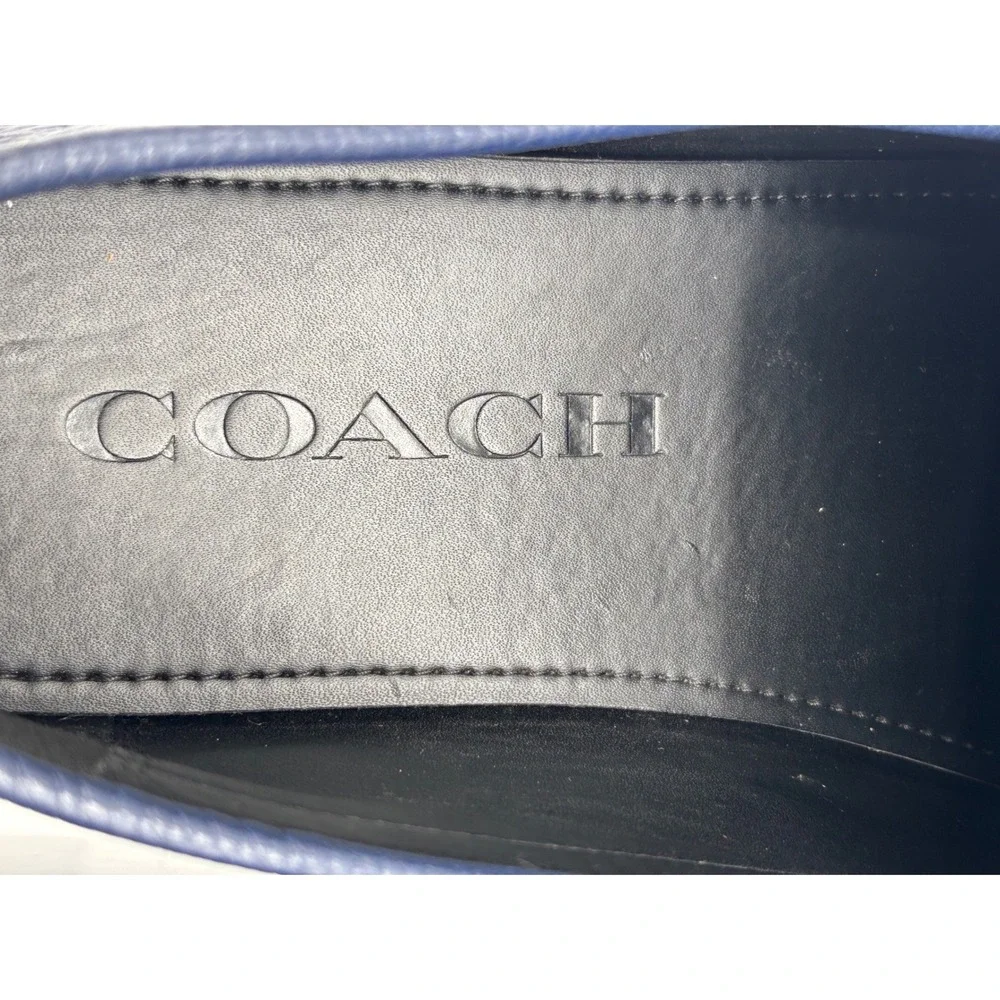 Coach C3098 Men's Navy Blue Pebbled Leather Penny Loafers Driving Shoes Size 12D